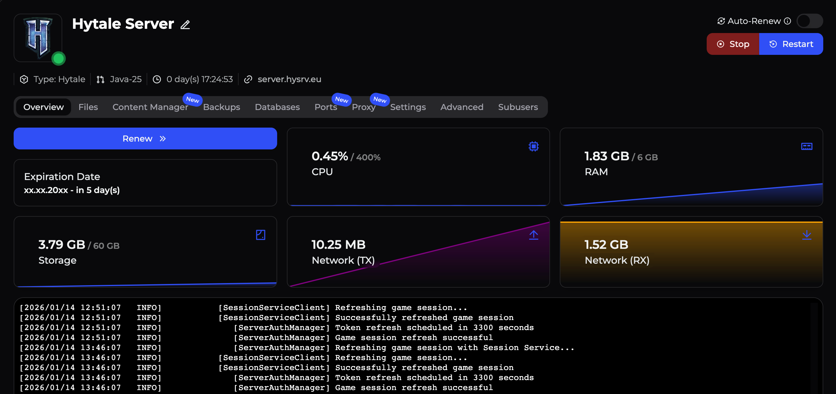 HypeServ Hytale Server screenshot