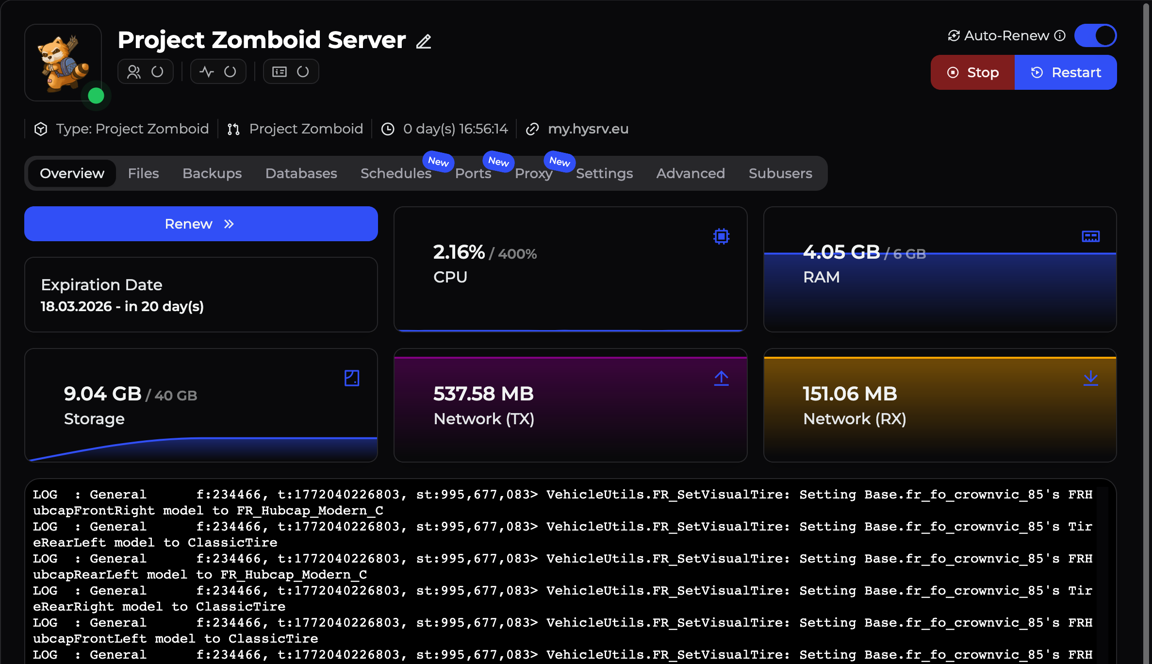 HypeServ Project Zomboid Server screenshot
